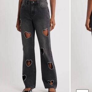 Nordstrom High Rise Black Jeans with Heart Cutouts